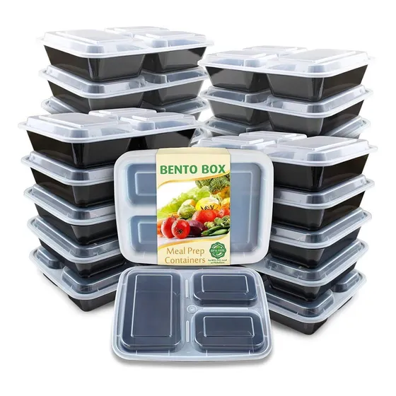 Enther 36oz Meal Prep Containers 20 Pack 3 Compartments W...