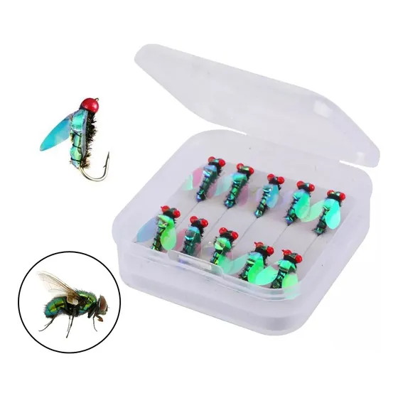 10 Iscas Artificial Realista Fly Mosca Pegadeira C Anzol Top