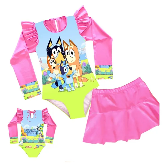 Traje De Baño Bañador Bluey Para Niña Con Falda 