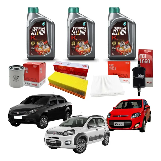 Kit Troca Óleo Motor Filtros 15w40 Novo Palio Attractive 1.4
