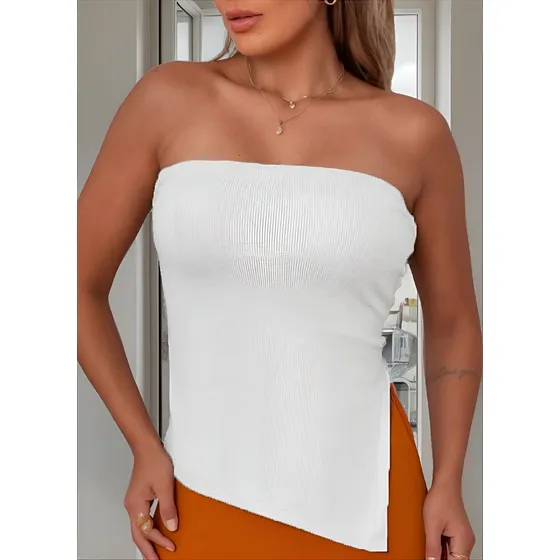 Blusa Bata Tomara Que Caia Assimétrica Com Ponta E Bojo 186