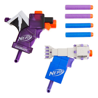 Mini Blaster Nerf Microshots Minecraft, Paquete De 2 Unidade Mini Blaster Nerf Microshots Minecraft, Paquete De 2 Unidade