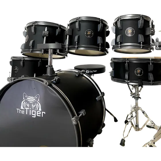 Bateria Odery Tiger 3 Tons Completa Com Banco Kit Pratos