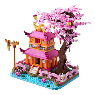 Sakura Tree House Micro Building Block Modelo Para Adultos, Sakura Tree House Micro Building Block Modelo Para Adultos,