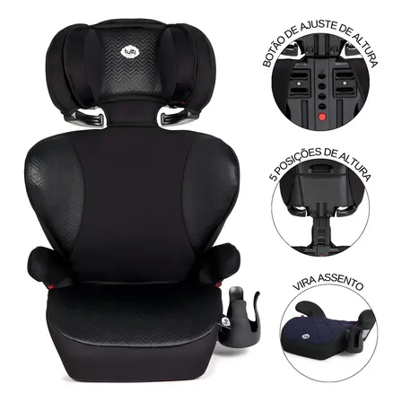 Cadeira Booster Tutti Baby Triton Black Para Crianças De 15 A 36 Kg Com Porta-copos Liso Preto