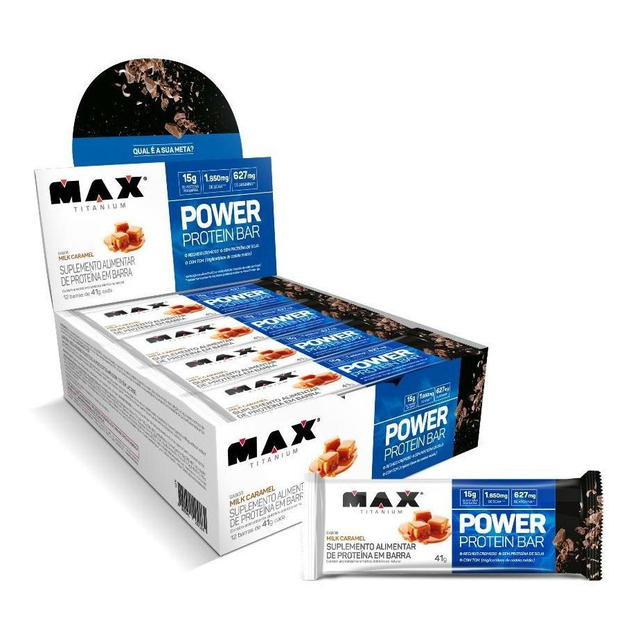 Power Protein Bar 41g Display Com 12 Unid Max Titanium Sabor Milk Caramel Power Protein Bar 41g Display Com 12 Unid Max Titanium Sabor Milk Caramel