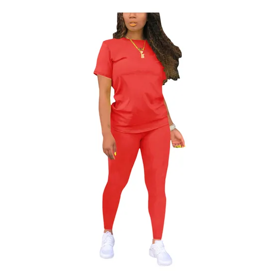 Conjunto De Pantalón Y Blusa De Manga Corta Solid Para Dama