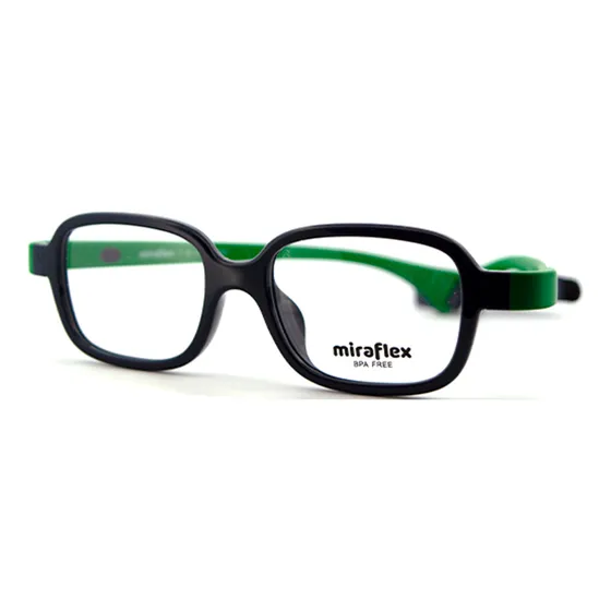 Armazón De Lentes Para Niños Flexibles - Miraflex - Mf 4001 Color Azul Oscuro Y Verde K602