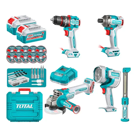 Kit Taladro Percutor Atornillador Esmeril Total Tosli250692 | Cuotas sin interés