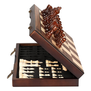 Juego De Ajedrez Magnético De Madera 38 Cm, Plegable Y Portá Juego De Ajedrez Magnético De Madera 38 Cm, Plegable Y Portá