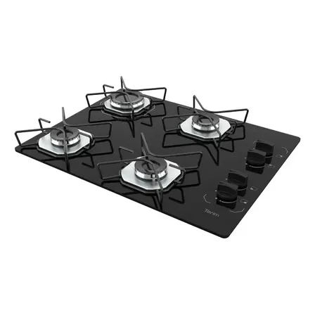 Cooktop 4 Bocas Terim Vidro Preto Com 6 Apoios Preto Bivolt