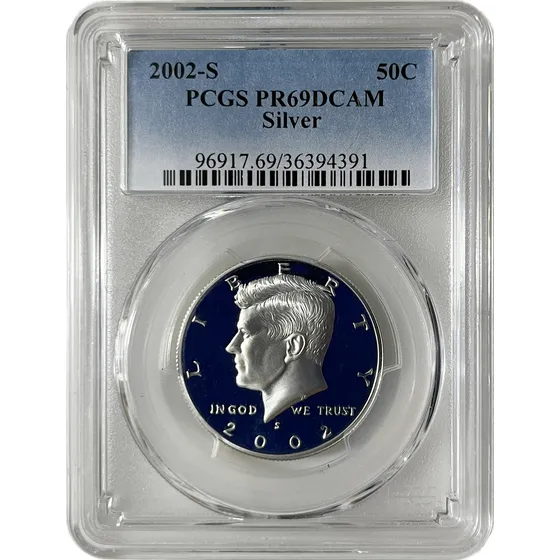 Moeda 2002-s Silver Kennedy Half Dollar 50c Pcgs Pr69dcam