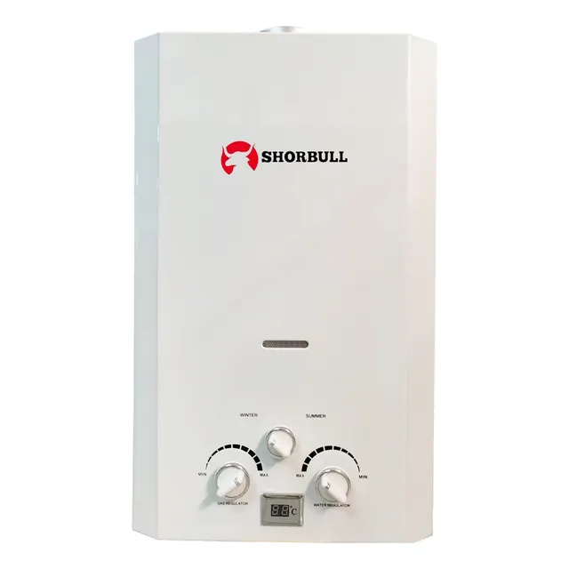 Calentador Paso Shorbull Instantáneo Agua Ahorrador Gas 12l Color Blanco