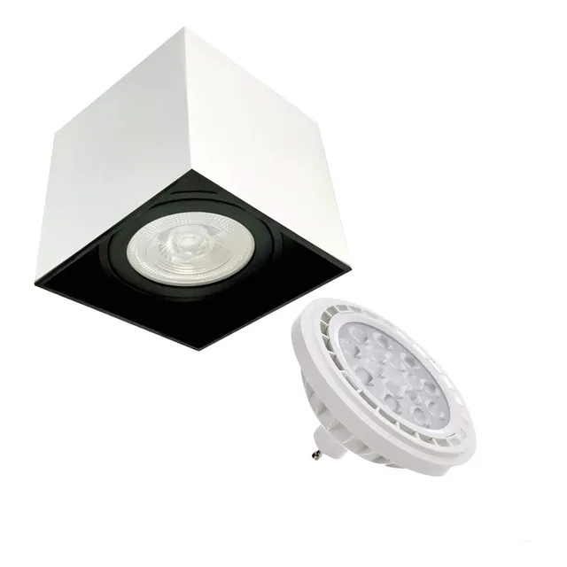 Spot Direcionável Recuado Sobrepor C/ Lâmpada Led Ar111 Gu10