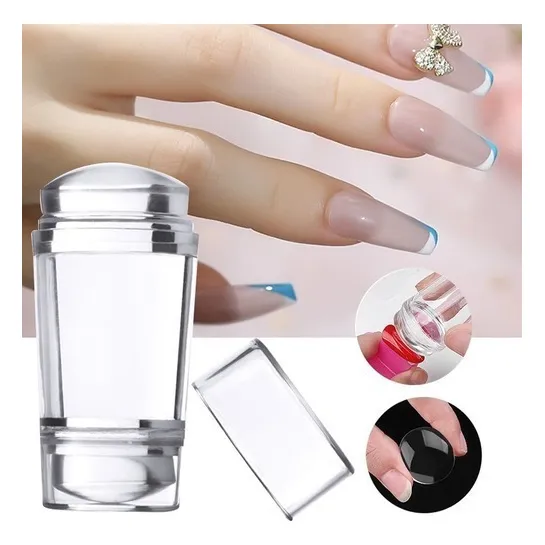 Carimbo Francesinha De Unha Silicone C/ Raspador Unhas Gel