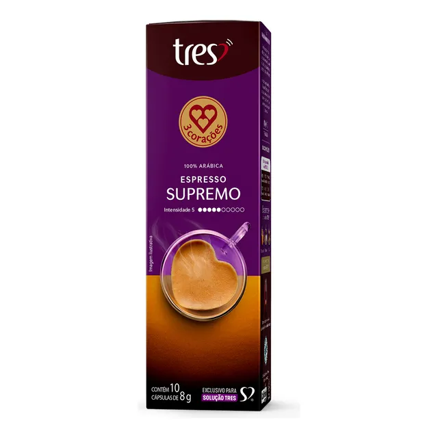Cápsula De Café Espresso Supremo 10 Unidades 8g Cada - Tres 