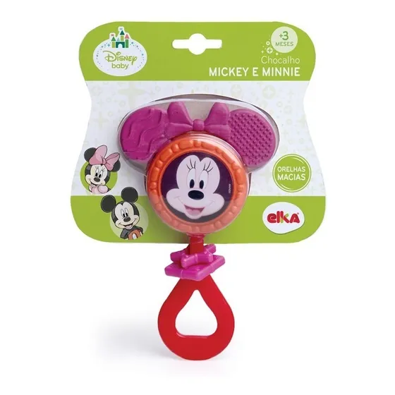 Mordedor Chocalho Minnie Ou Mickey Disney Macio 