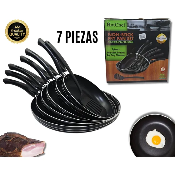 Juego De Sartenes De 7 Piezas Antiadherentes Premium 227