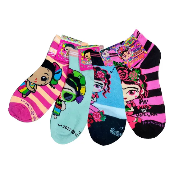 Calcetines Tines Cortos Frida Kahlo Algodón 23-27 Cm 3 Pares