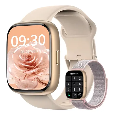 Relógio Smartwatch Fitness Alexa Bluetooth Monitor Cardíaco Mistura De Ouro