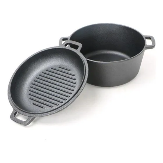 Olla Laffitte Hierro Fundido Doble Funcion Tapa 26cm 3.9l Color Negro