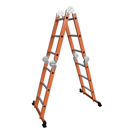 Escalera Multipropósito Plegable Ultra Resistente 4x3 Color Naranja