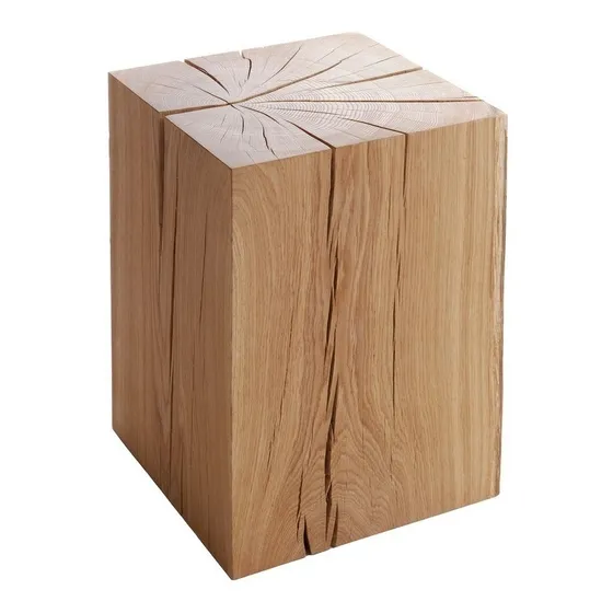 Taburete Cubo Madera Para Decoración Pino