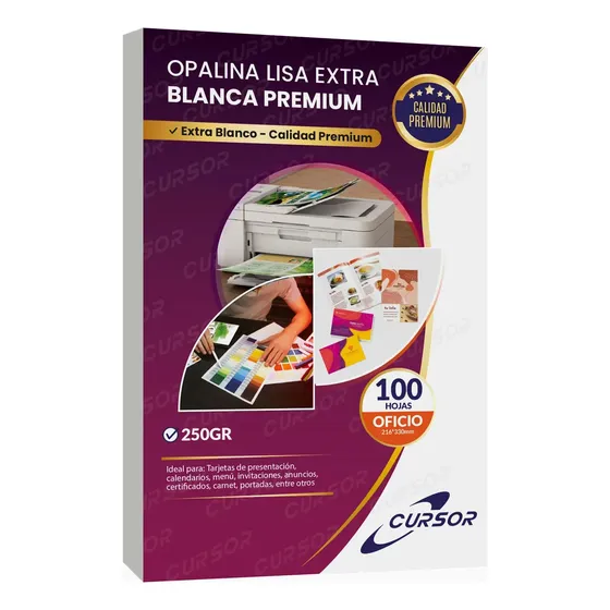Opalina Lisa Extra Blanca Premium 250g Oficio 100 H Cursor Blanco
