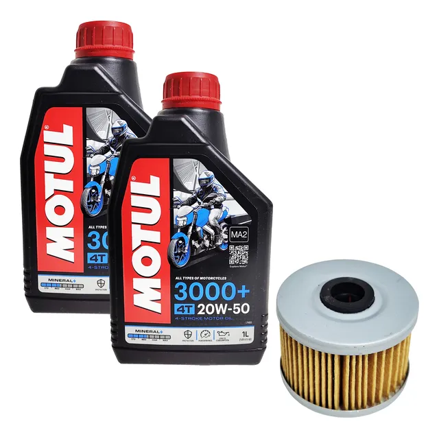 Kit 2l Oleo Motor Motul 20w50 3000 Filtro Oleo Falcon 400