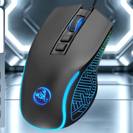 Mouse Gamer Hxsj Com Fio Iluminação Led Negro