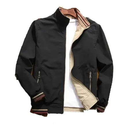 Jaqueta Casual Masculina Gola Elevada Jaqueta Reversível