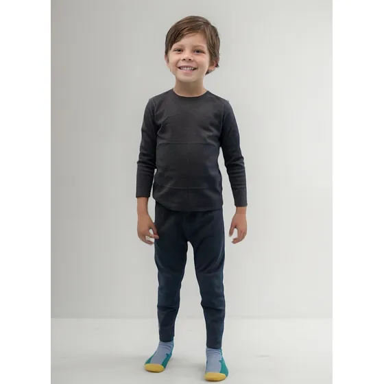 Pijama Infantil Polar Niño Pimenton Algodon Gris Invierno