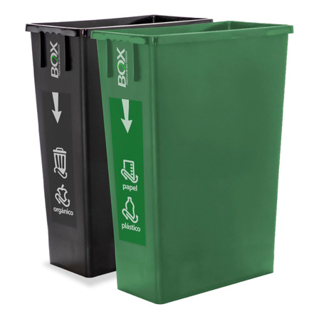 Set X2 Tacho Reciclado De Basura Slim 75 Lts Verde Set X2 Tacho Reciclado De Basura Slim 75 Lts Verde