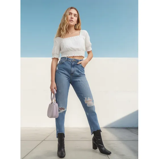 Jean Mujer Mom Azul Seven Algodón 28160650-5787