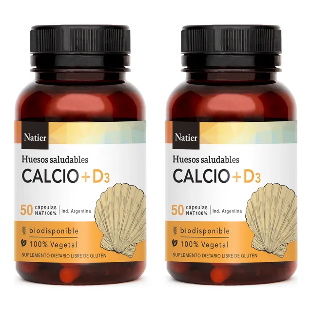 Natier Kit X2 Suplemento Calcio + Vitamina D3 Vegano X 50c