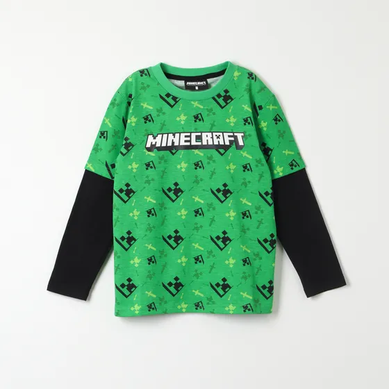 Polera Manga Larga Niño Creepers Faces Verde Minecraft