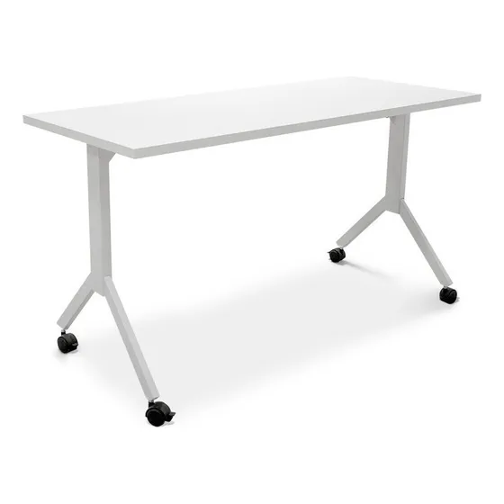 Mesa Escritorio Móvil Con Tapa Rebatible En Mdf Blanco