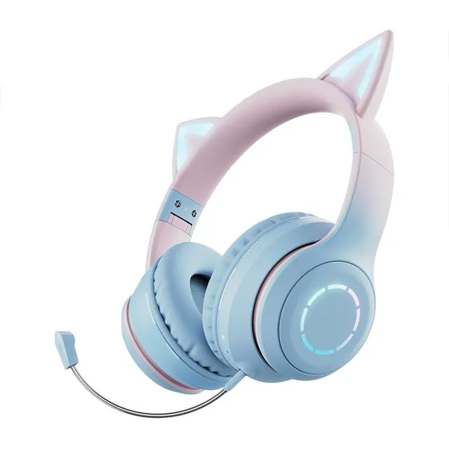 Audífonos Inalámbricos Bluetooth 5.1 Orejas De Gato Azul