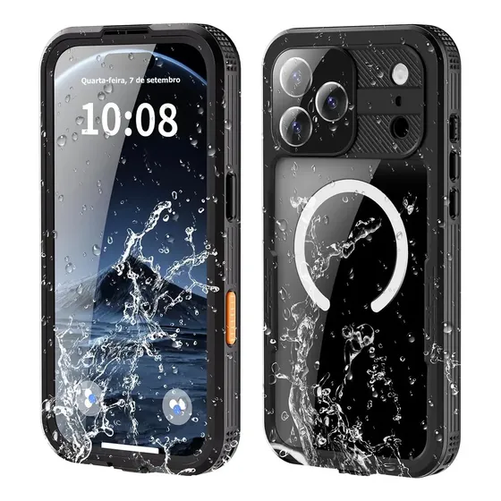 Capa A Prova Dágua para iPhone 17/18 Pro Max Aquáticos Celular indestrutivel Perfeito 360 Shield Mer