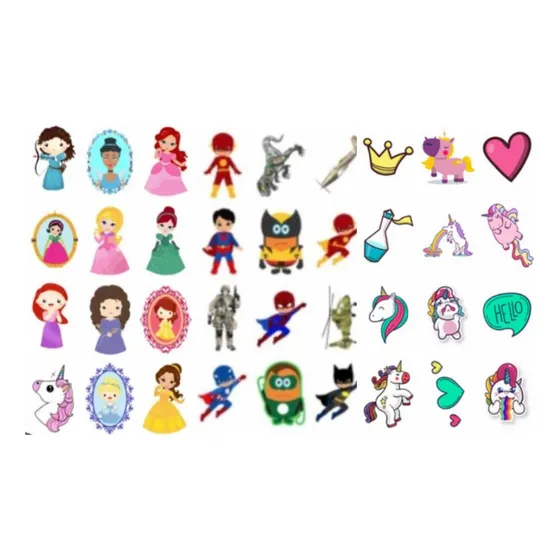 Tatuagem Temporária Infantil Menina Menino 96 Tatoos Kit