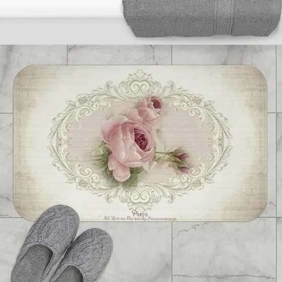 Alfombra Interior Para Baño Shabby Chic Rosa Paris