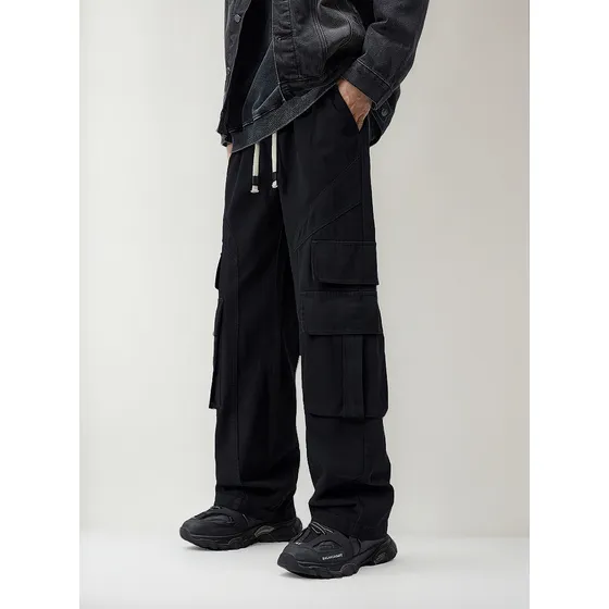 Pantalon Cargo Elastico Recto Baggy Gabardina