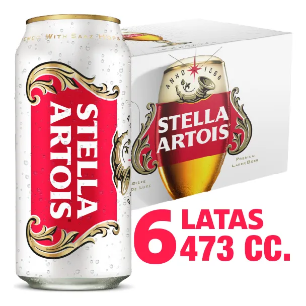 Pack 6 Cerveza Stella Artois Lata De 473cc