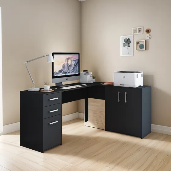 Mesa Em L Computador Escritório De Canto Denver