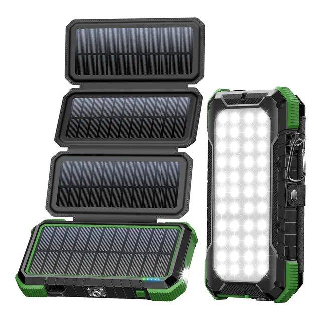 Cargador Solar Pd 18w 4 Pan. Usb C  Linterna Camping