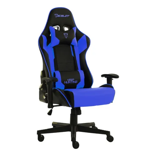 Silla Gamer Ocelot Ergonómica Descansa Brazos Ajustables Reclinable 90 155 grados Soporta hasta 150 Kg Almohadillas Color Negro y Azul Modelo OSBLUE-08