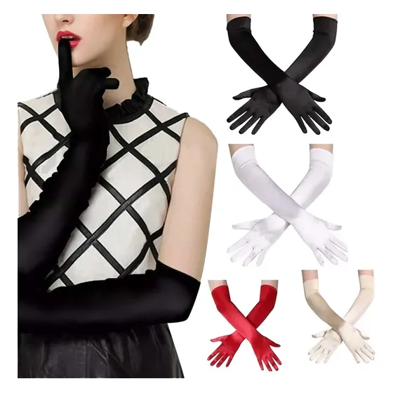 Guantes Largos De Satin Accesorio Disfraz Para Boda 4 Pcs