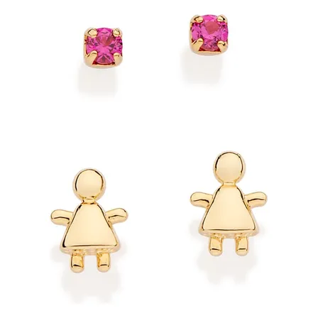 Kit Brinco Criança Banhado Ouro Zircônia Rommanel 527270