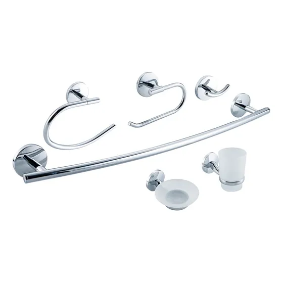 Accesorios Juego De Baño De Metal Y Vidrio 6piezas Negro