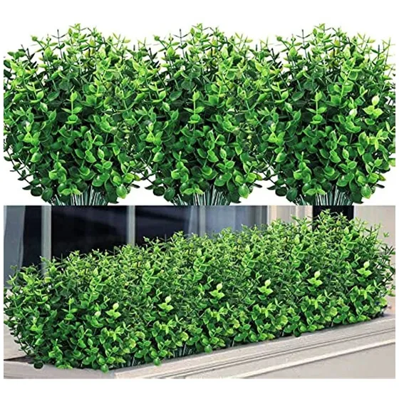 8 Paquetes De Tallos Verdes Artificiales, Plantas Falsas, Ar